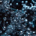 Futuristic abstract: Metallic spheres connected by lines, hyper-realistic design and bokeh background Royalty Free Stock Photo