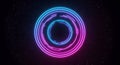 Futuristic Abstract Neon Light Rings Forming a Concentric Pattern with Blue and Pink Gradient Colors Against a Dark Space Royalty Free Stock Photo