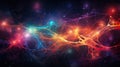 Futuristic abstract neuron background with glowing lines and particles. 3D rendering