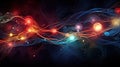 Futuristic abstract neuron background with glowing lines and particles. 3D rendering