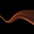 Futuristic abstract orange power swoosh waves template. Speed transparent light streaks over black background. Vector