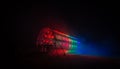 Futuristic abstract rainbow glowing colorful photon tunnel made from DMX lights