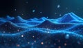 Futuristic abstract representation of blockchain tech. Peer-to-peer network visualized. Global crypto currency exchange concept.