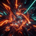 Futuristic abstract scene featuring a chaotic array of sharp, angular shards bursting Royalty Free Stock Photo