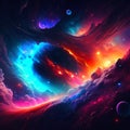 Futuristic abstract space background with stars and nebula. Vector illustration. generative AI Royalty Free Stock Photo