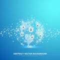 Futuristic abstract vector background blockchain technology. Deep web background. Peer to peer network business concept