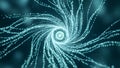 Futuristic abstract visualization of data swirling into a central point, represented by glowing particles Royalty Free Stock Photo