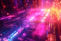 Abstract Digital Data Stream with Glowing Particles and Geometric Patterns in Neon Purple and Pink Hues Royalty Free Stock Photo