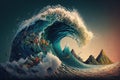 Surreal wave digital art made with generative AI