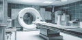 Futuristic, advanced mri or ct scan medical diagnosis machine at hospital lab.