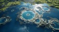 Futuristic Aerial View Of Small Islands In The Ocean