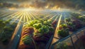 Futuristic agriculture, conceptual illustration in 3D style