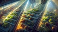 Futuristic agriculture, conceptual illustration in 3D style