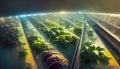 Futuristic agriculture, conceptual illustration in 3D style