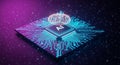 Futuristic AI artificial intelligence chip with glowing neural network circuits and digital brain technology concept Royalty Free Stock Photo