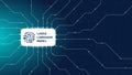 Futuristic AI banner featuring large language model, neural network and digital connections. Artificial intelligence