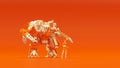 Futuristic AI Battle Droid Cyborg Mech White an Orange with Female Handler