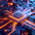 Futuristic AI Brain Chip with Neural Network Circuit and Artificial Intelligence Technology Royalty Free Stock Photo
