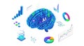 Futuristic ai brain with data visualizations and charts Royalty Free Stock Photo