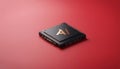 Futuristic AI chip on red background. cpu. artificial intelligence chip, AI Technology, AI Hardware, machine learning. advanced