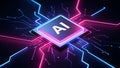 Futuristic AI Chip Technology Circuit Board Illustration Royalty Free Stock Photo