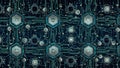 Futuristic AI Circuit Board With Hexagonal Chips and Glowing Connections Royalty Free Stock Photo
