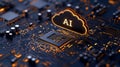 Futuristic ai cloud computing concept with circuit board and microchip Royalty Free Stock Photo