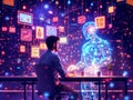 Futuristic AI Collaboration: Human and Digital Intelligence Interface
