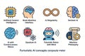 Futuristic AI Concept Icons - Set of 8 with Artificial Intelligence, Brain Interface, and Quantum AI Royalty Free Stock Photo