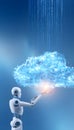 Futuristic AI connects to secure cloud data a digital innovation symbolizing modern technological advancement Royalty Free Stock Photo