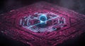 Futuristic AI core on a vibrant pink circuit board Royalty Free Stock Photo