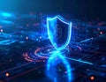 Futuristic AI Cyber Security Shield with Digital Data Protection Network and Advanced Encryption Technology Royalty Free Stock Photo