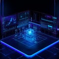 Futuristic AI Data Dashboard with Holographic Interface Royalty Free Stock Photo