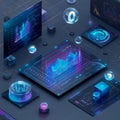 Futuristic AI Data Dashboard with Holographic Interface Royalty Free Stock Photo