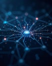 Futuristic AI Data Network Visualization with Glowing Nodes and Neural Connections, Abstract Technology Background Royalty Free Stock Photo
