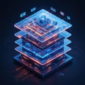 Futuristic AI Data Stack and Cloud Computing Network Royalty Free Stock Photo