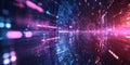 A futuristic AI-driven hyper-intelligent knowledge database, displaying glowing cybernetic quantum