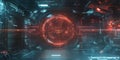 A futuristic AI-driven neuroprosthetics research facility, displaying glowing cybernetic