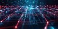 A futuristic AI-driven next-generation 6G communication network, displaying glowing cybernetic ultra