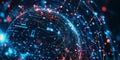 A futuristic AI-driven next-generation 6G communication network, displaying glowing cybernetic ultra