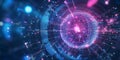 A futuristic AI-driven next-generation 6G communication network, displaying glowing cybernetic ultra