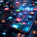 Futuristic AI-Driven Smartphone Apps: Designing the Next Generation of Mobile Innovation Royalty Free Stock Photo