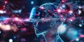 A futuristic AI-driven virtual reality simulation system, displaying glowing cybernetic immersive Royalty Free Stock Photo