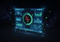 A futuristic, AI-generated digital interface displays health monitoring data. The central focus is Royalty Free Stock Photo