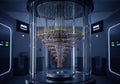 A futuristic, AI-generated scene depicting a quantum computer in Royalty Free Stock Photo