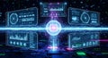 Futuristic ai interface with data visualization and glowing circuits Royalty Free Stock Photo