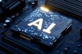 A futuristic AI microchip glowing with neon lights. Artificial Intilengence