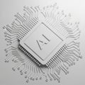 Futuristic AI Microchip Processor with Circuit Board Connections on White Background artificial intelligence Royalty Free Stock Photo