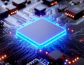 Futuristic AI Microchip Processor on Circuit Board â High Performance Computing and Advanced Technology Concept Royalty Free Stock Photo