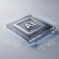 Futuristic AI Microchip Processor with Glowing Circuitry and AI Symbol artificial intelligence Royalty Free Stock Photo